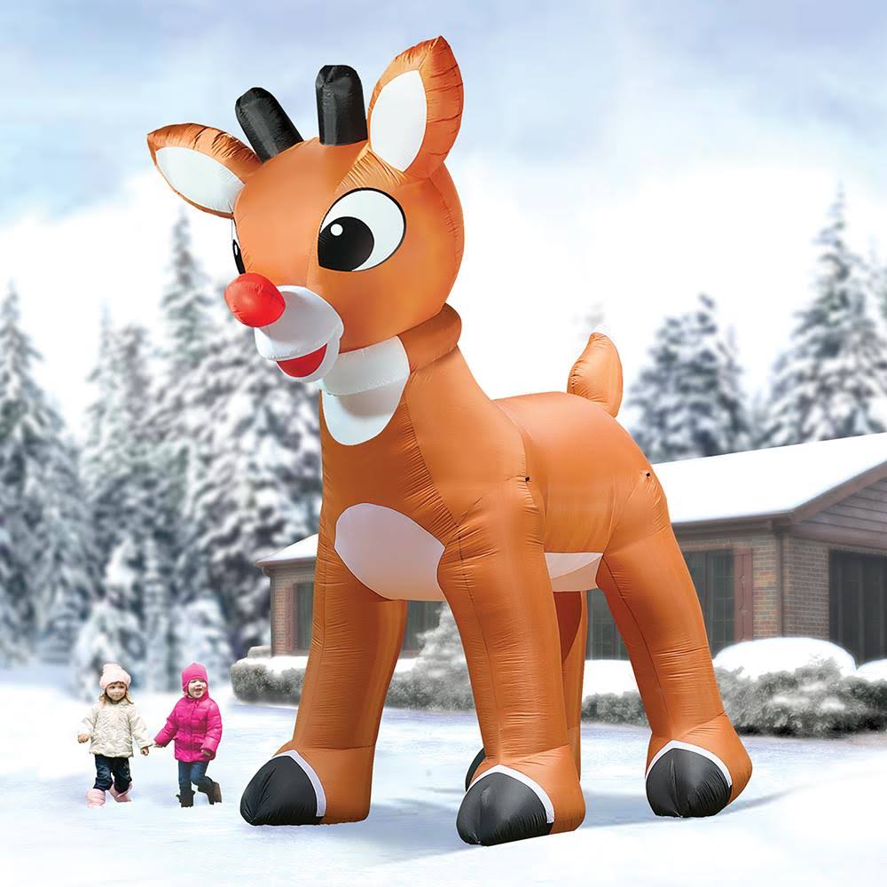 15 Inflatable Rudolph With Blinking Nose 15 H X 6 1/2 W X 13 L