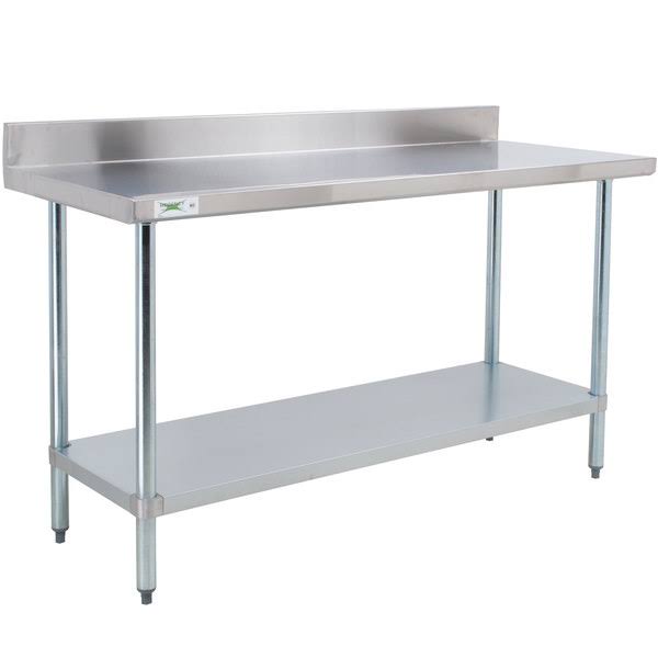 18 X 48 18-Gauge 304 Stainless Steel Commercial Work Table With 4 Backsplash And Galvanized Undershelf