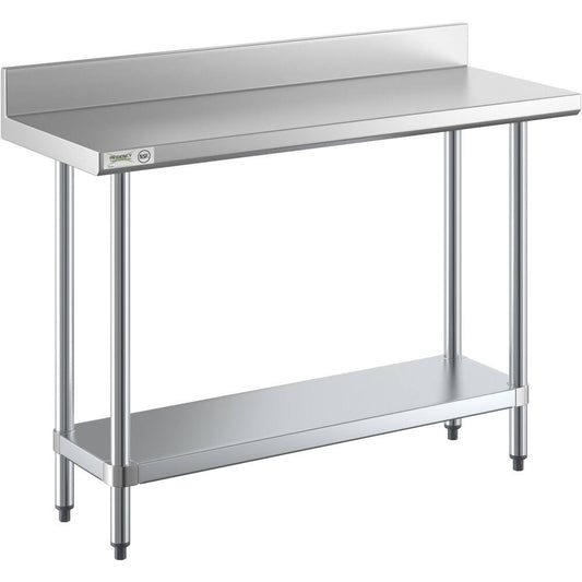 18 X 48 18-Gauge 304 Stainless Steel Commercial Work Table With 4 Backsplash And Galvanized Undershelf