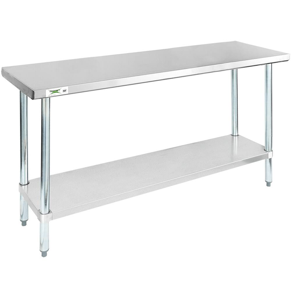 18 X 60 18-Gauge 304 Stainless Steel Commercial Work Table With Galvanized Legs And Undershelf