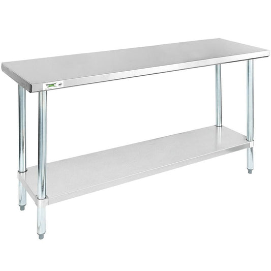 18 X 60 18-Gauge 304 Stainless Steel Commercial Work Table With Galvanized Legs And Undershelf