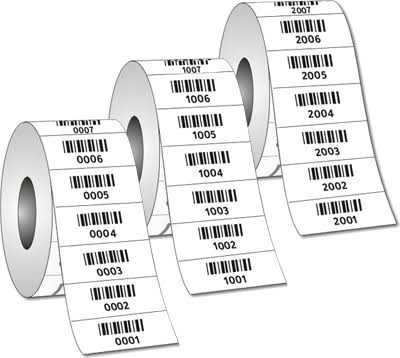 1000 Numbered Tags, Consecutive Numbered On Roll - Pre-Numbered W/Barcode, 1000 Labels, 1.5x0.75