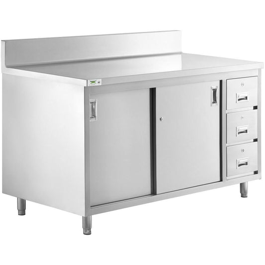 24 X 36 16 Gauge Type 304 Stainless Steel Enclosed Base Table With Sliding Doors And Adjustable Midshelf