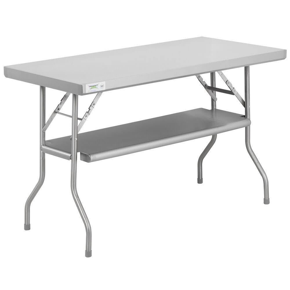 24 X 48 18-Gauge Stainless Steel Folding Work Table With Removable Undershelf