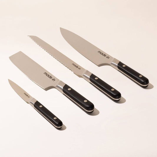 2024 Best Knife Set | 4 Piece Set | Black Handle Knives | Chef, Nakiri, Paring Knife | Lifetime Warranty |