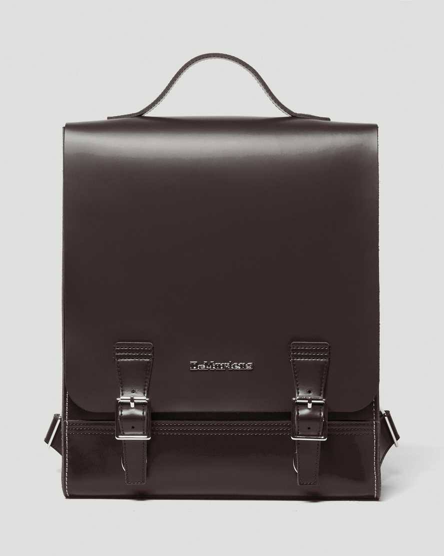 , Leather Box Backpack In Black