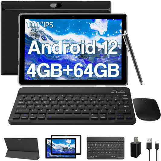 2024 Newest Tablets Android 12, 2 In 1 Tablet With Keyboard, 10 Inch Tablets, 4gb+64gb/512gb Expand, 2.4g+5g+Wi-Fi 6, Dual Camera, 6000 Mah,