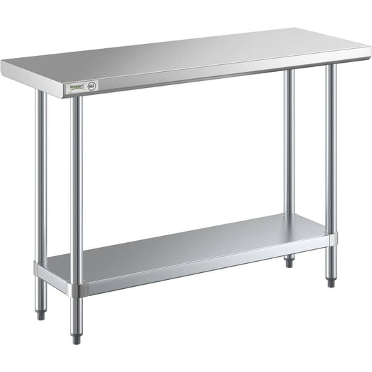 18 X 48 18-Gauge 304 Stainless Steel Commercial Work Table With Galvanized Legs And Undershelf