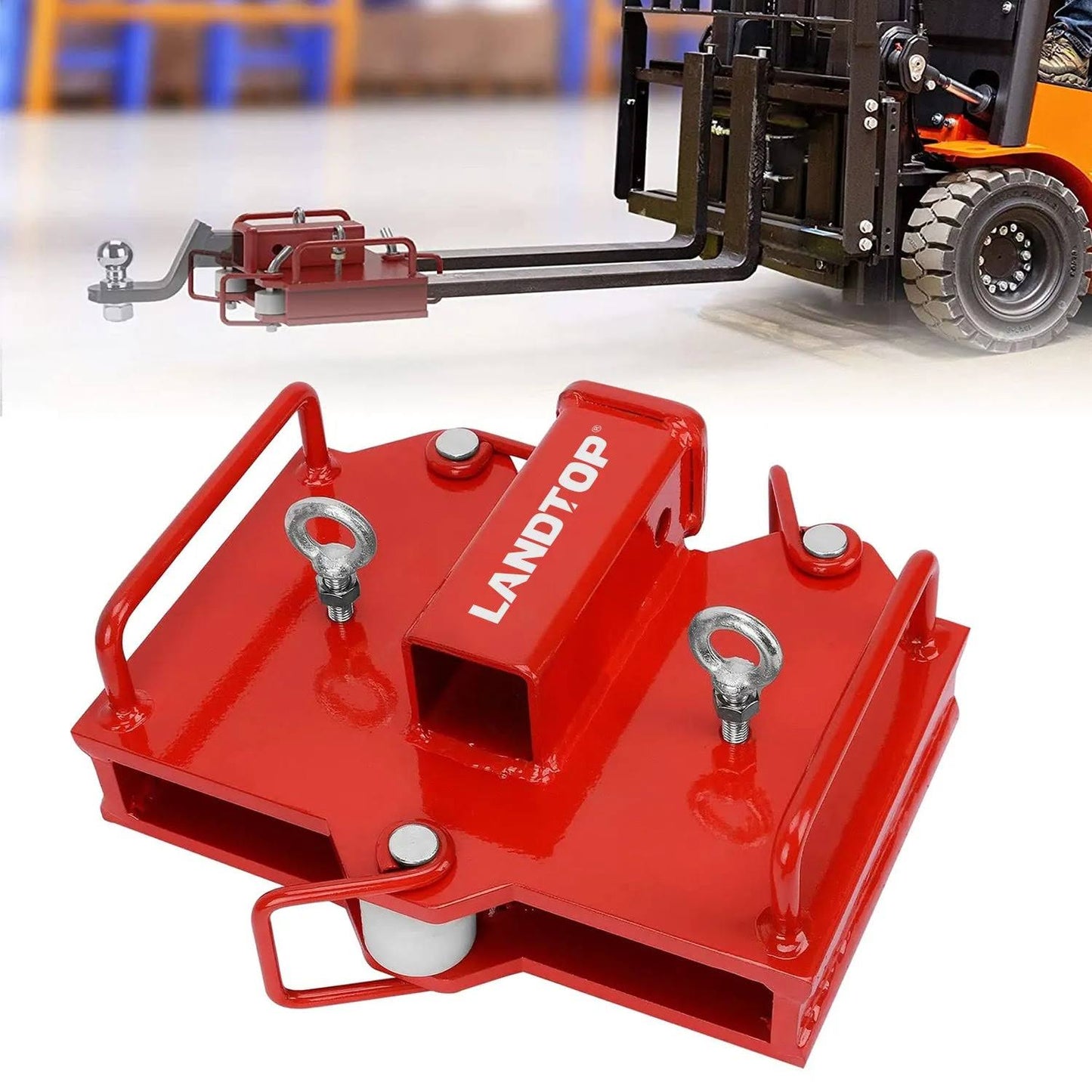 2 Forklift Trailer Hitch Receiver For Dual Pallet Forks, 6500lbs Towing Capacity Forklift Tow Hitch Attachment Adapter For 2 Class Iii & Iv Inserts