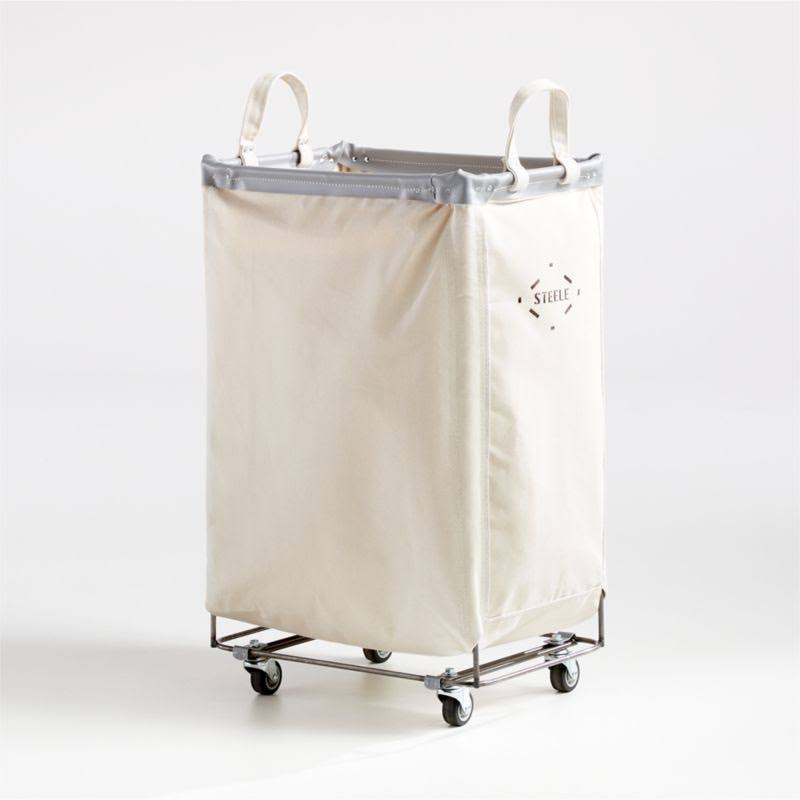 2.5-Bushel Canvas Vertical Rolling Laundry Hamper | Crate & Barrel