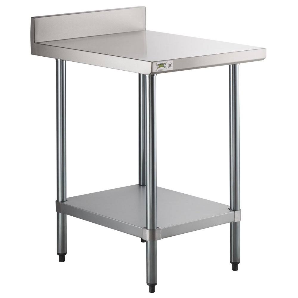 24 X 12 18-Gauge 304 Stainless Steel Equipment Filler Table With Backsplash And Galvanized Undershelf