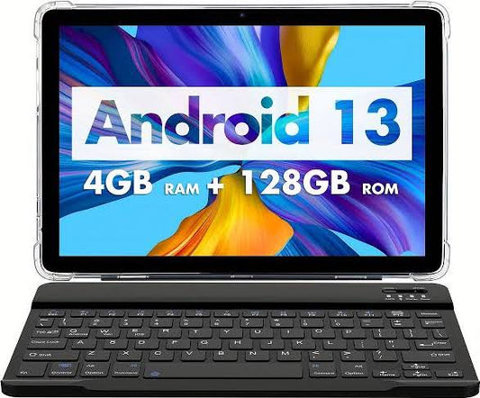 10.1 Inch For Android 13 Os Tableta, 2 In 1 Tablets With Keyboard, Mouse, Case, Stylus, 128gb Rom+ ( 4gb+4gb, Christmas Gifts, Expansion 8mp