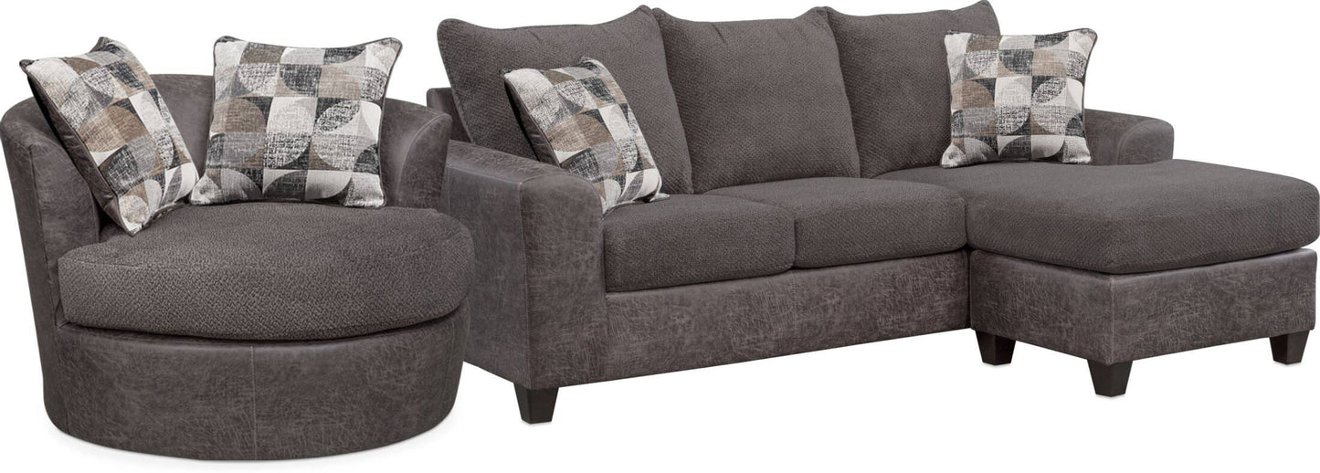 2-Piece Sofa With Modular Chaise And Swivel Chair